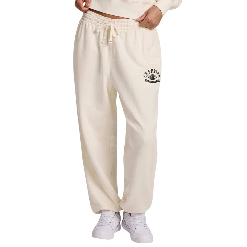 Champion Women's Cream Loose Fit Graphic Fleece Jogger Sweatpants Size L